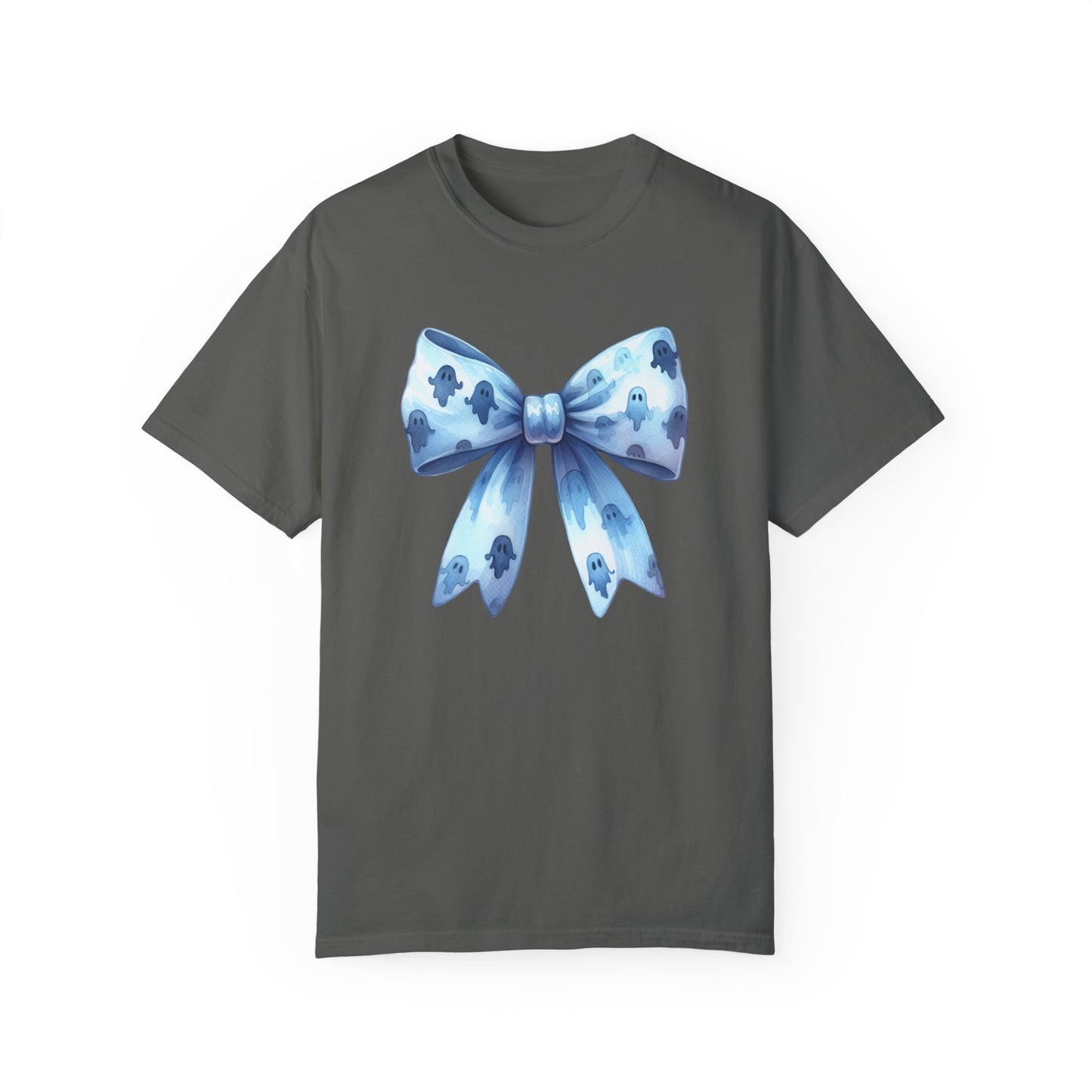 Halloween Coquette Bow Unisex T-shirt, Cute Gifts for Her, Garment-Dyed Tee, Halloween Shirt, Bow Design Shirt