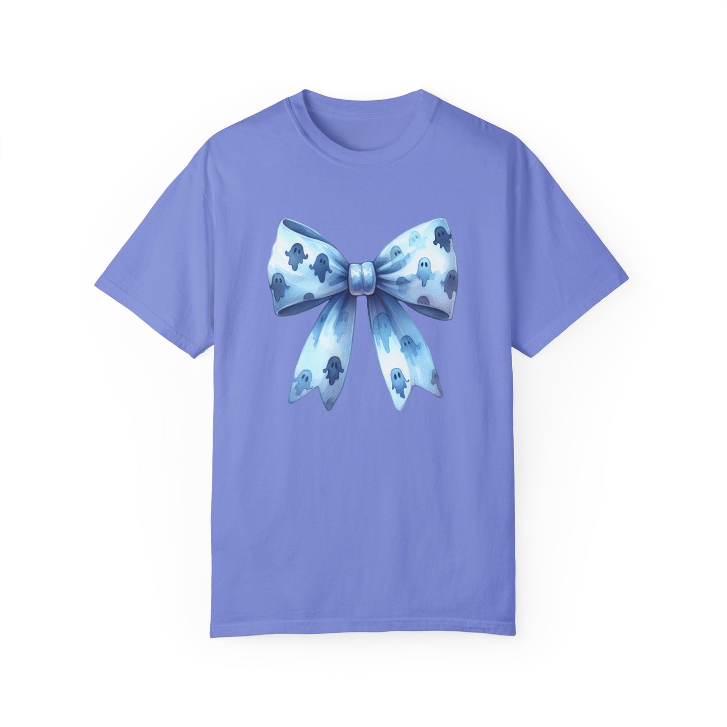 Halloween Coquette Bow Unisex T-shirt, Cute Gifts for Her, Garment-Dyed Tee, Halloween Shirt, Bow Design Shirt