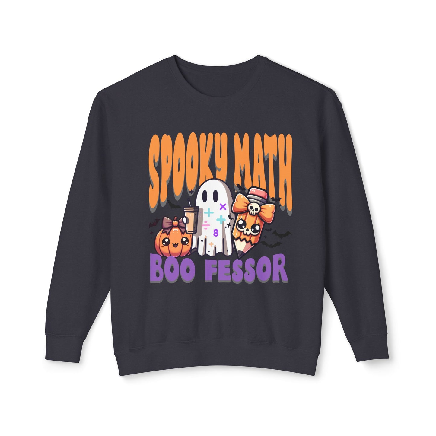 Math Teacher Halloween Lightweight Crewneck Sweatshirt, Custom School Subjects, Spooky Boo-fessor, School Inspired Design, Comfort Colors