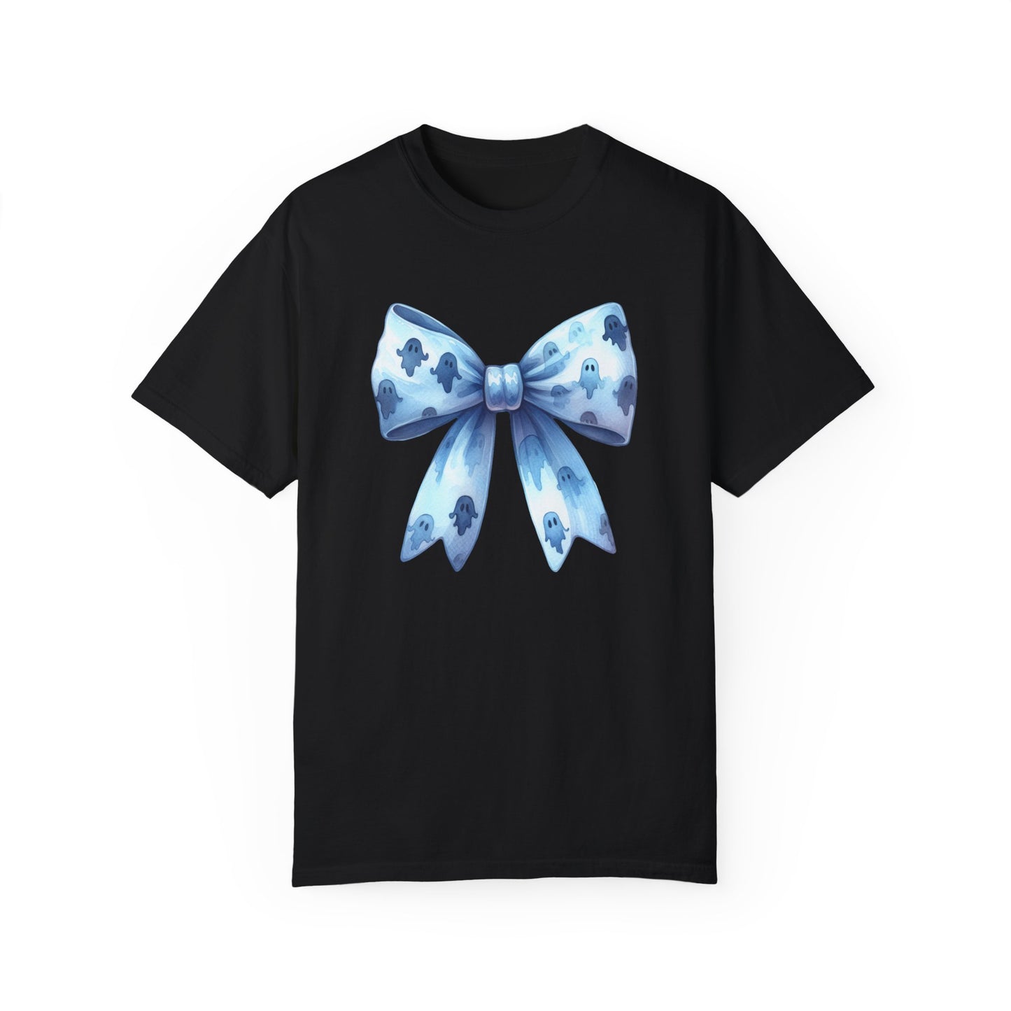 Halloween Coquette Bow Unisex T-shirt, Cute Gifts for Her, Garment-Dyed Tee, Halloween Shirt, Bow Design Shirt