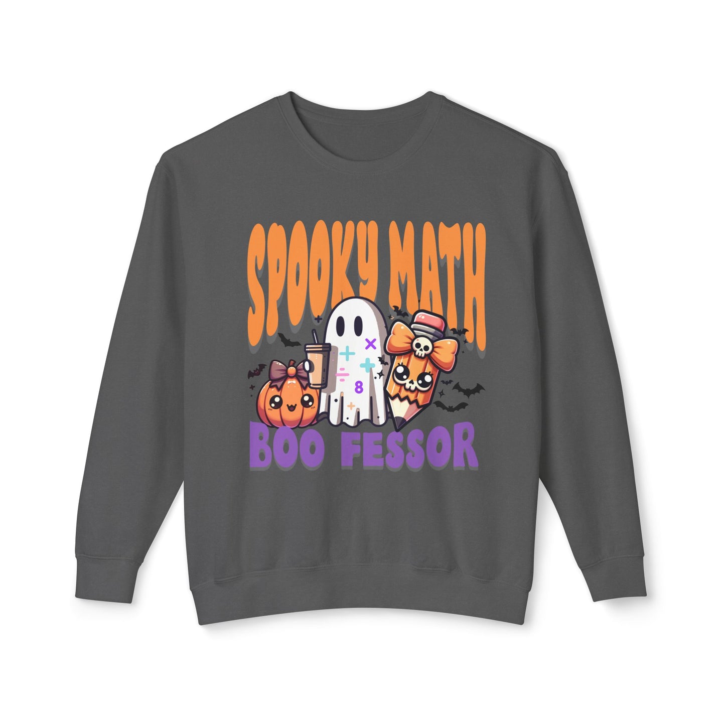 Math Teacher Halloween Lightweight Crewneck Sweatshirt, Custom School Subjects, Spooky Boo-fessor, School Inspired Design, Comfort Colors