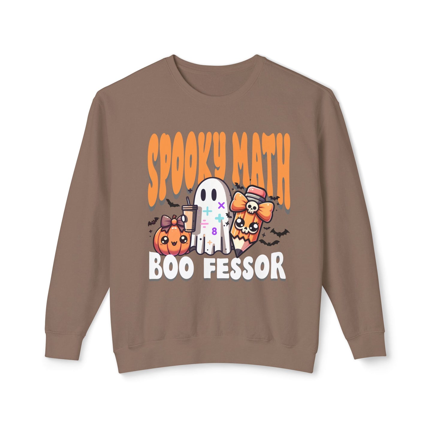 Math Teacher Halloween Lightweight Crewneck Sweatshirt, Custom School Subjects, Spooky Boo-fessor, School Inspired Design, Comfort Colors