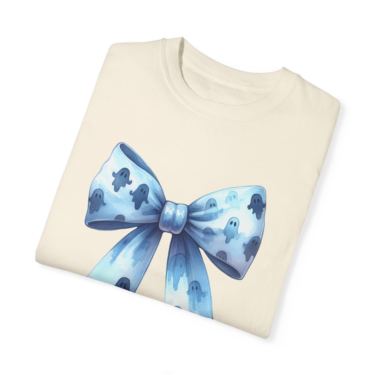 Halloween Coquette Bow Unisex T-shirt, Cute Gifts for Her, Garment-Dyed Tee, Halloween Shirt, Bow Design Shirt