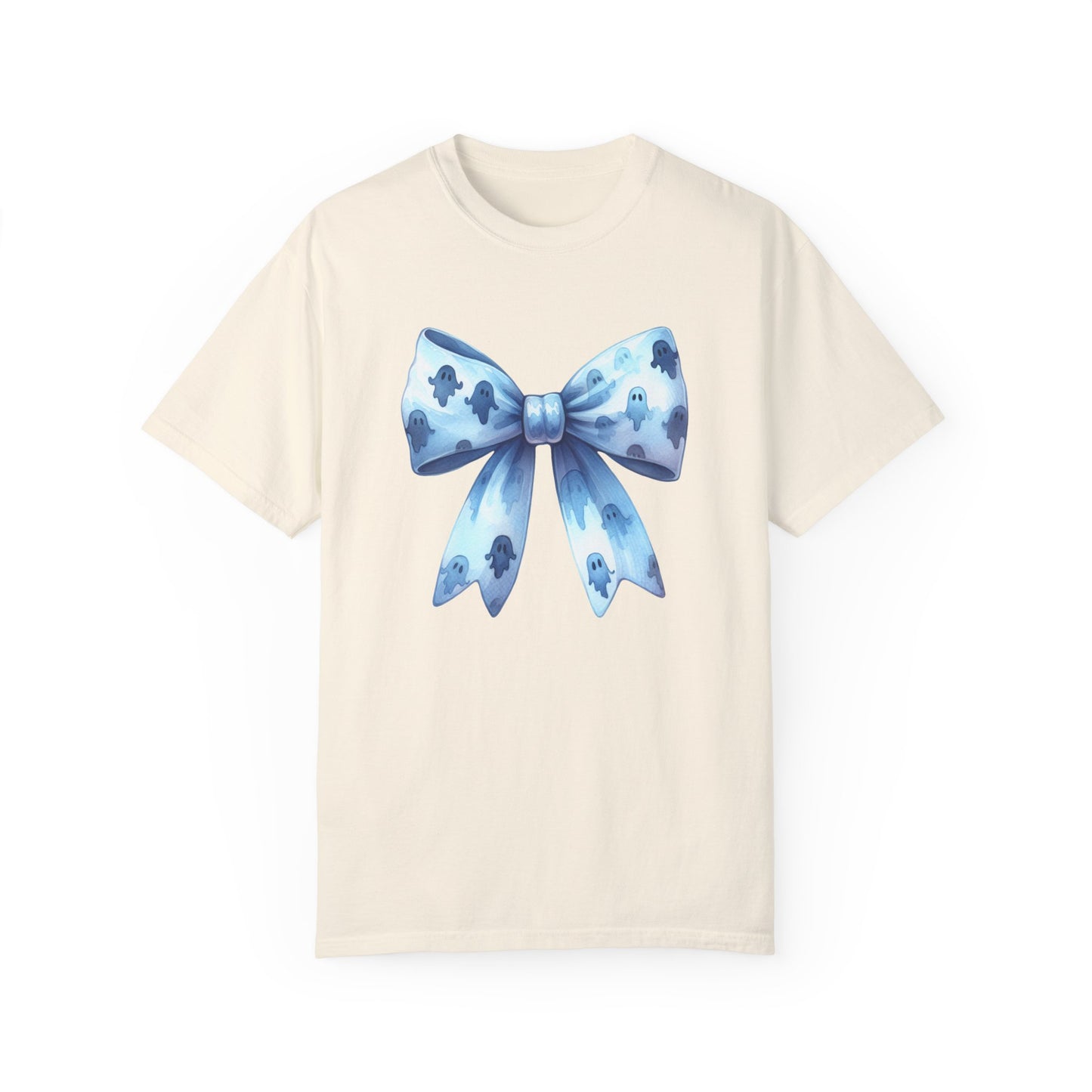 Halloween Coquette Bow Unisex T-shirt, Cute Gifts for Her, Garment-Dyed Tee, Halloween Shirt, Bow Design Shirt