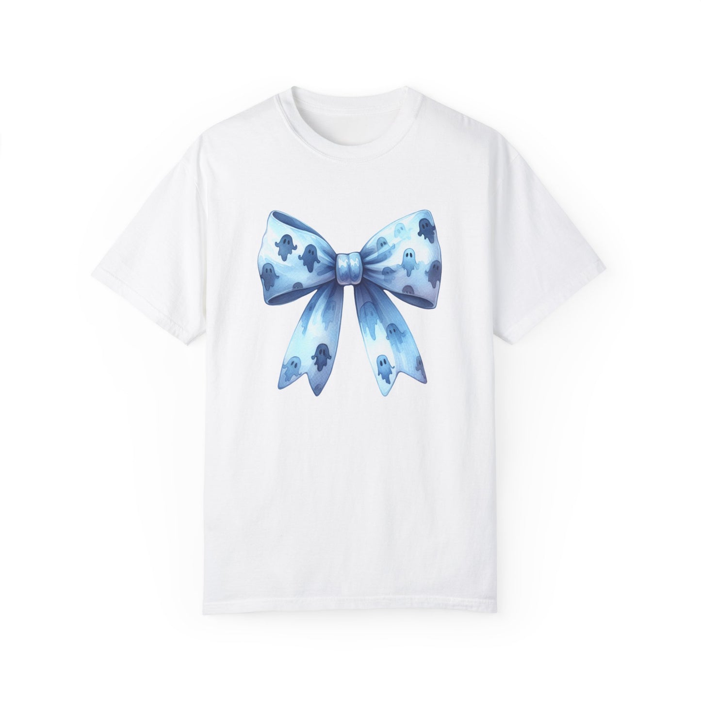 Halloween Coquette Bow Unisex T-shirt, Cute Gifts for Her, Garment-Dyed Tee, Halloween Shirt, Bow Design Shirt